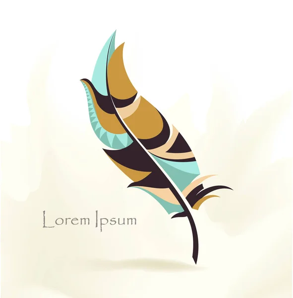Plume d'oiseau multicolore stylo écriture — Image vectorielle