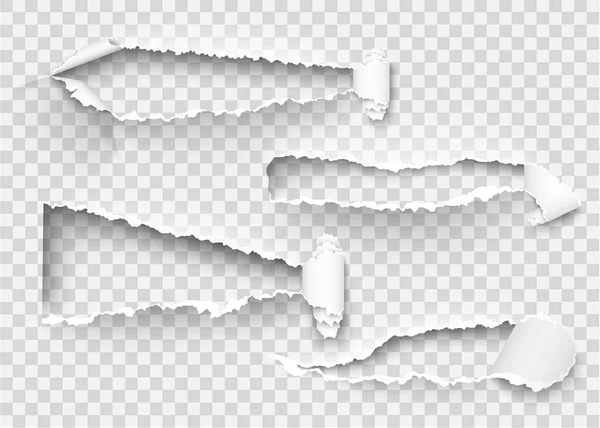 Torn ripped paper vector template, sides with ripped edges on realistic paper background. Ripped side set of banners for web and print and space for text.