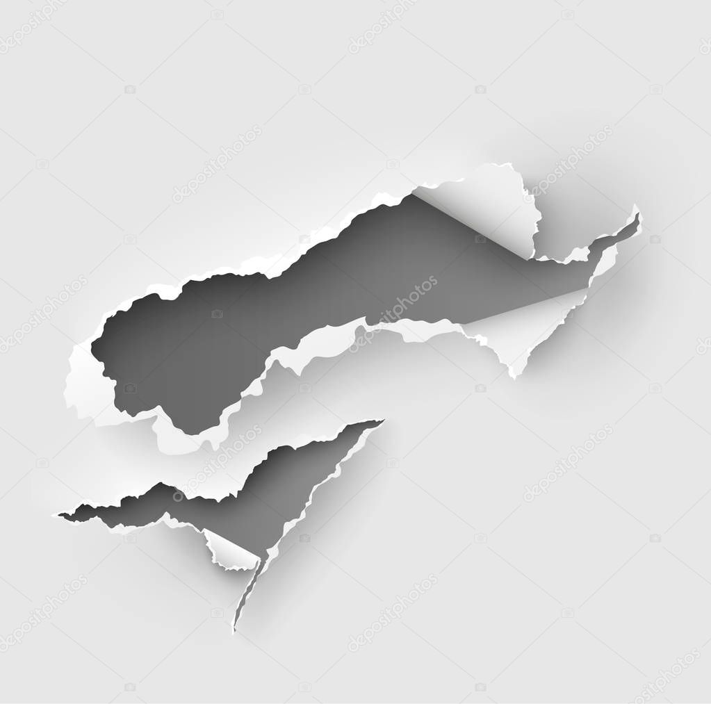 Torn ripped paper vector template, sides with ripped edges on re