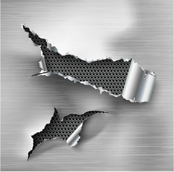 Gabarit vectoriel en acier déchiré, côtés avec métal déchiré — Image vectorielle