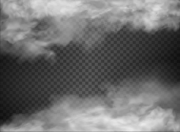 Mist en rook geïsoleerd op transparante achtergrond — Stockvector