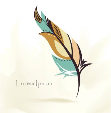 kalem çok renkli kuş tüyü yazma