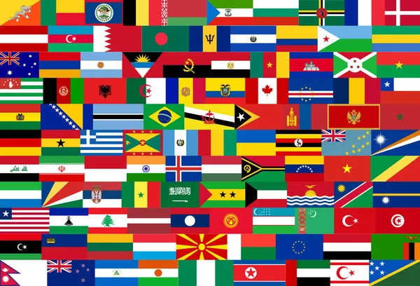 Jeu de drapeaux de tous les pays en illustration — Image vectorielle