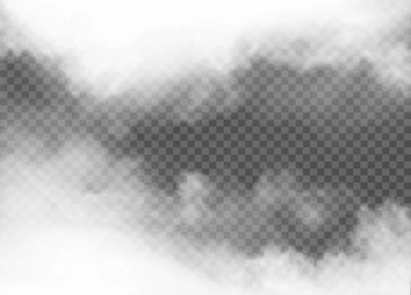 Ομίχλη και καπνός απομονώνονται σε διαφανές φόντο — Διανυσματικό Αρχείο
