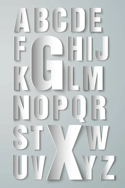 Alphabet en papier sur fond blanc — Image vectorielle