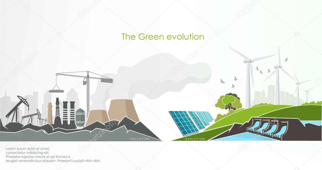 evolution of renewable energy concept of greening of the world