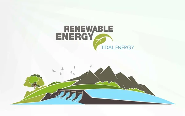Infografías de energías renovables con elementos del agua del sol, viento y tierra — Vector de stock