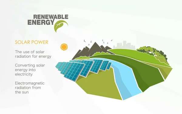 Hernieuwbare energie infographics met elementen van het water van de zon wind en aarde — Stockvector
