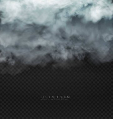 Saydam arkaplanda izole edilmiş bulut ve duman