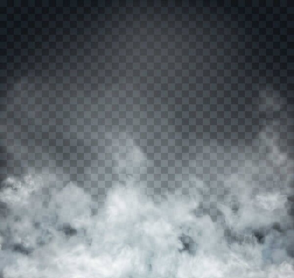 Облака и дым изолированы на прозрачном фоне
