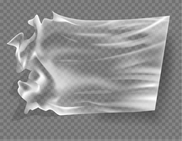 Gros plan vectoriel sur un sac en plastique cellophane transparent sur fond blanc. La texture semble vierge et brillante. — Image vectorielle