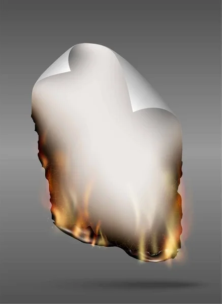 Plantillas de diseño transparente quema rasgado de papel con fuego — Vector de stock