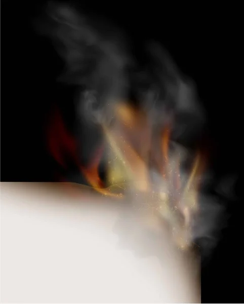 Przezroczysty wzór spalania szablony podarty papier z ogniem — Wektor stockowy
