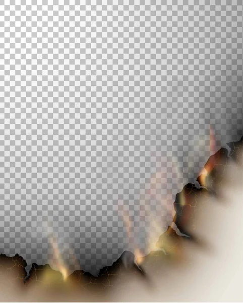 Прозорі шаблони дизайну, що горять, рваний папір з вогнем — стоковий вектор
