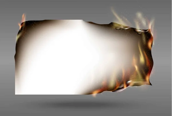 透明设计，燃烧模板，用火撕碎纸 — 图库矢量图片