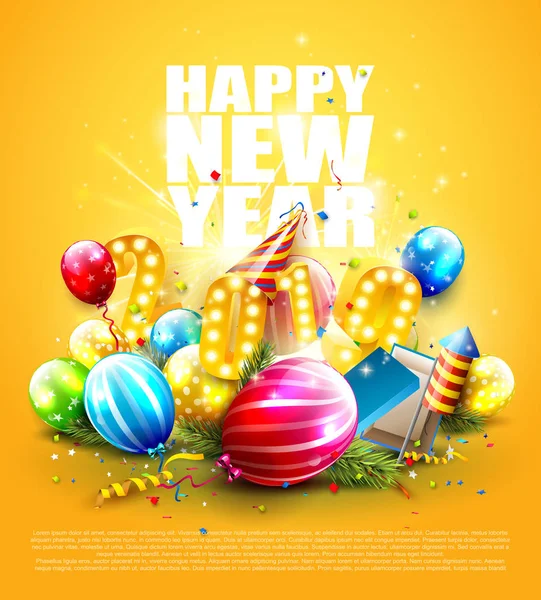 Happy New Year 2019 Flyer Met Kleurrijke Geschenkdozen Ballonnen Feest Stockvector