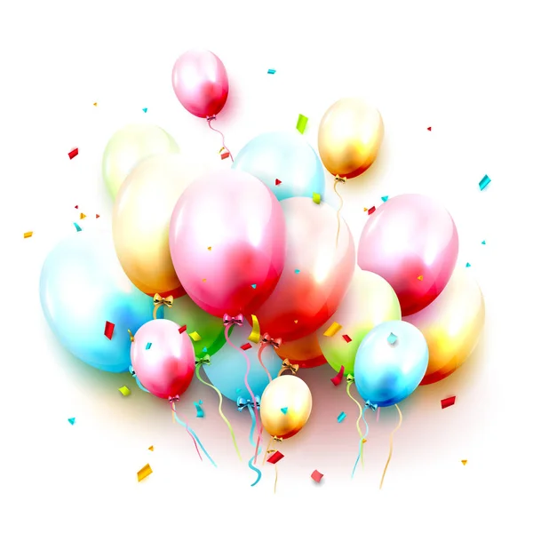 Fundo Aniversário Com Balões Aniversário Coloridos Fundo Branco — Vetor de Stock