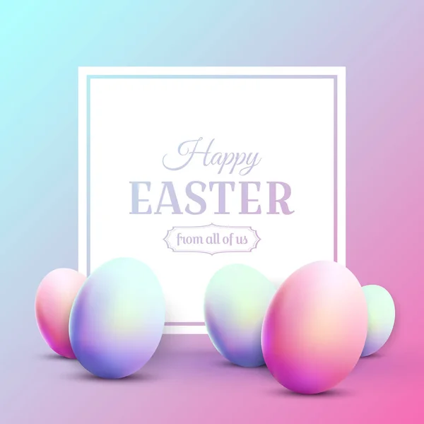 Happy Easter Greeting Card Easter Eggs Modern 80S Trendy Style — Stock Vector