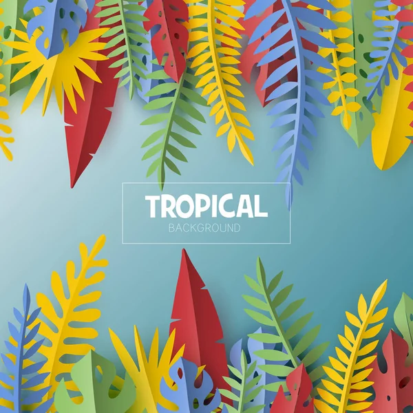 时尚的夏季模板与热带叶子和植物 — 图库矢量图片
