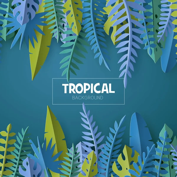 Trendy Summer template with tropical leaves and plants — Stock Vector