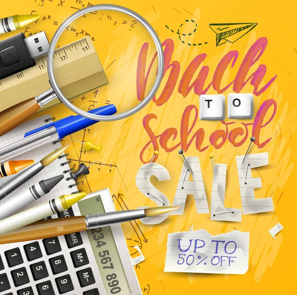 Back to school sale promotion template — Stock Vector