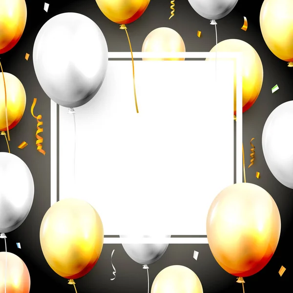 Plantilla de lujo de celebración con globos naranja y gris — Vector de stock