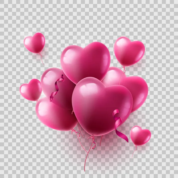 Kalp şeklinde Hava balonlar — Stok Vektör