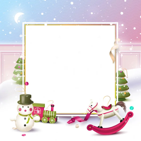 Jul gratulationskort med traditionella trä julgran dekorationer — Stock vektor