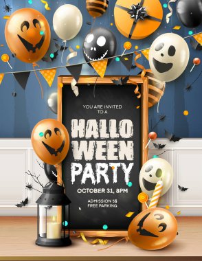 Balonlu modern Cadılar Bayramı şablonu