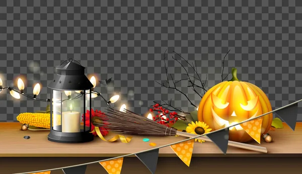 Halloween decorations border — Stock Vector