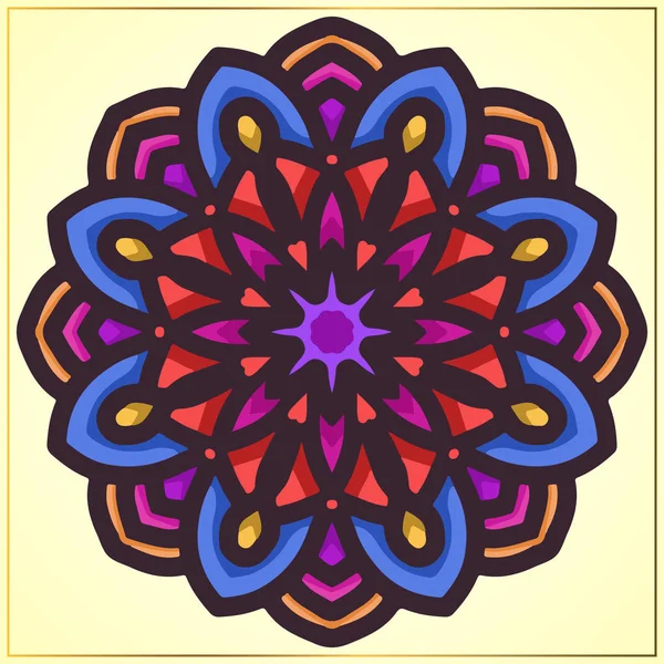 Barevná okrouhlá Mandala Art s květinovými motivy — Stockový vektor