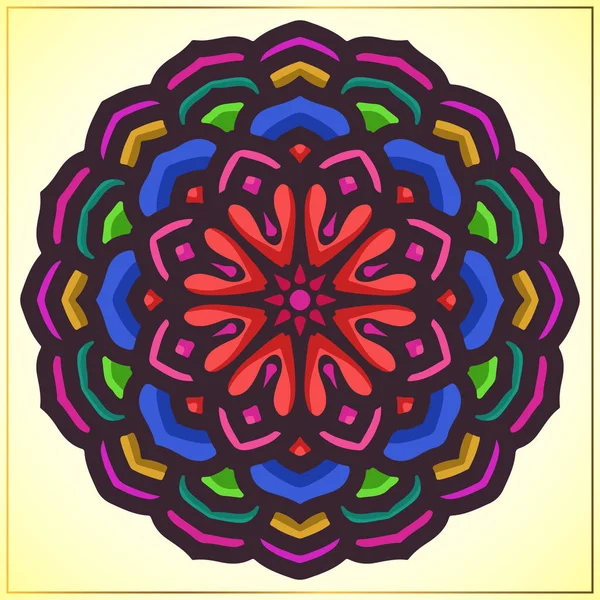 Art mandala coloré avec des motifs floraux — Image vectorielle