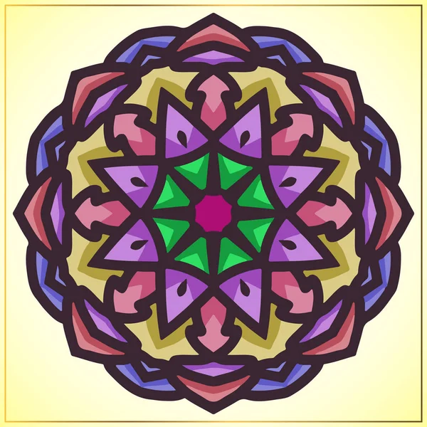 Çiçek motifleri eleman ile Vintage renkli Mandala sanat — Stok Vektör