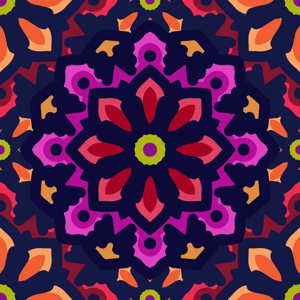 Patrón sin costuras Mandala con motivos florales — Vector de stock