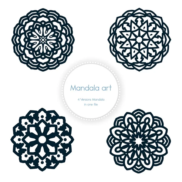 Mandala art pack dengan abstrak bunga ornamen - Stok Vektor