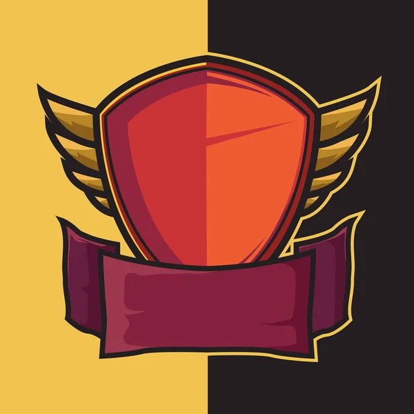 Badge bouclier ailé pour éléments de conception de logo e-sport — Image vectorielle