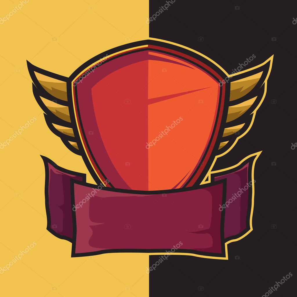 Badge winged shield for e-sport logo design elements