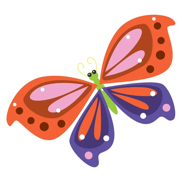 Ilustración de una hermosa mariposa roja y amarilla — Vector de stock