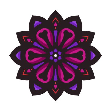 Dairesel çiçek motifli renkli Mandala sanatı elemanı