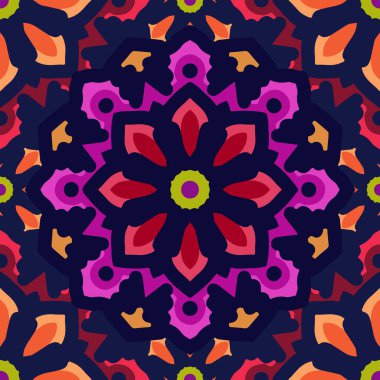 Çiçek motifleri ile mandala Dikişsiz desen