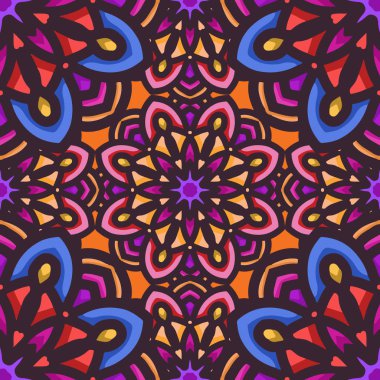 Çiçek motifleri ile Hint Mandala Dikişsiz desen