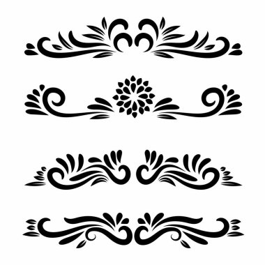 Vektör eleman çiçek motifleri. Çiçek süsü. Vektör çizgi sanat çiçek süs