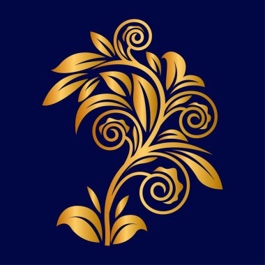 Vektör eleman çiçek motifleri. Altın çiçek süs. Vektör çizgi sanat çiçek süs