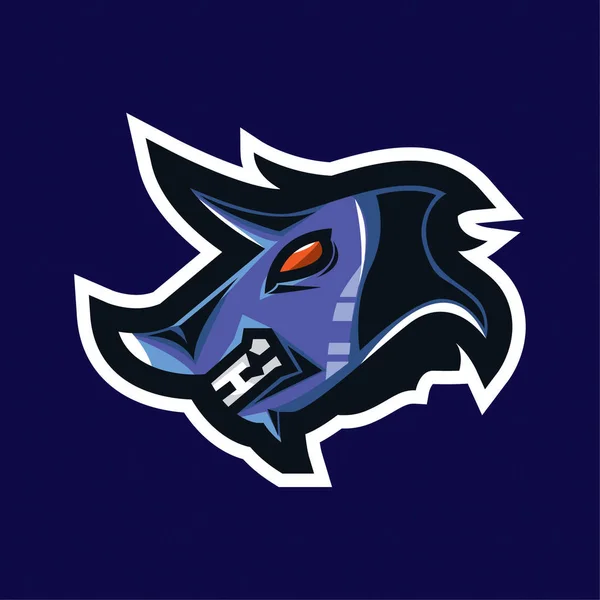 Modelo de logotipo de jogo de esporte eletrônico com tema de cabeça de predador. aplicado a logotipos de jogos e emblemas de e-sport — Vetor de Stock