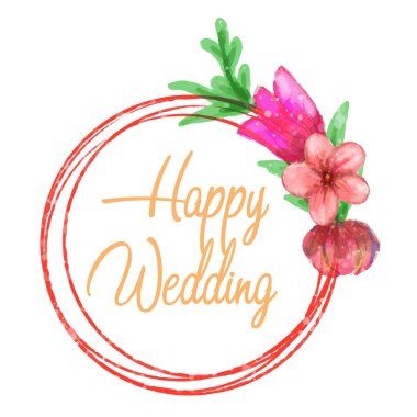 Dairesel çiçek elementi suluboya. Çiçek suluboya eleman tasarımı. Suluboya dairesel süs