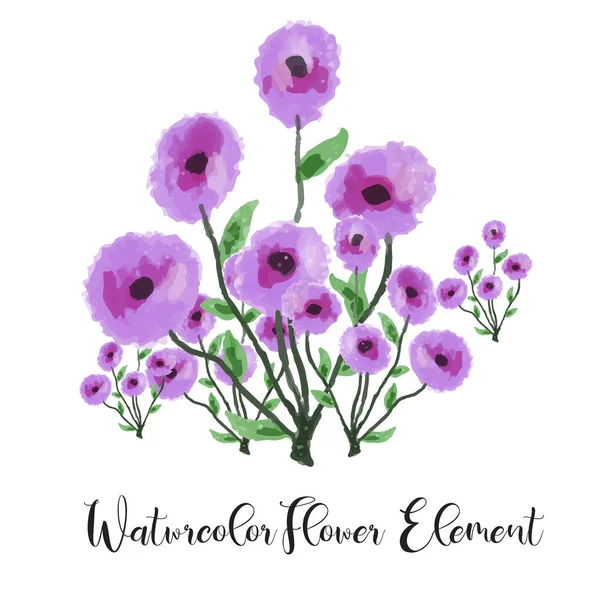 Violett blomma akvarell. Blommig akvarell element med vacker gradering. Blommig växt akvarell illustration — Stock vektor