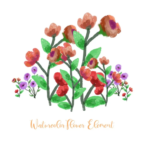 Rosor blomma akvarell. Blommig akvarell element med vacker gradering. Blommig växt akvarell illustration — Stock vektor