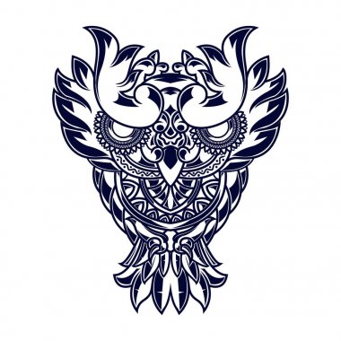 Mandala süsleri ile baykuş Çizgi sanatı İllüstrasyon