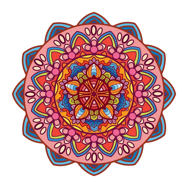 Diseño de mandala con motivos florales y coloridos. Arte de mandala vintage con hermosas flores y patrón circular — Archivo Imágenes Vectoriales