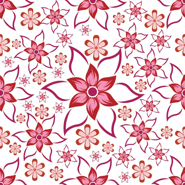 Çok güzel renklerile çiçek motifi ile dikişsiz desen. Pembe çiçek motifleri ile dikişsiz desen arka plan — Stok Vektör